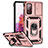 Funda Bumper Silicona y Plastico Mate Carcasa con Magnetico Soporte Q01W para Samsung Galaxy S20 FE 4G Oro Rosa