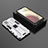 Funda Bumper Silicona y Plastico Mate Carcasa con Magnetico Soporte T02 para Samsung Galaxy A12 Nacho Blanco