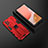 Funda Bumper Silicona y Plastico Mate Carcasa con Magnetico Soporte T02 para Samsung Galaxy A72 4G Rojo