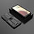 Funda Bumper Silicona y Plastico Mate Carcasa con Magnetico Soporte T02 para Samsung Galaxy F12 Negro