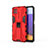 Funda Bumper Silicona y Plastico Mate Carcasa con Magnetico Soporte T03 para Samsung Galaxy A22 5G Rojo