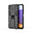 Funda Bumper Silicona y Plastico Mate Carcasa con Magnetico Soporte T03 para Samsung Galaxy F42 5G Negro