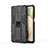 Funda Bumper Silicona y Plastico Mate Carcasa con Magnetico Soporte T04 para Samsung Galaxy A12 Negro