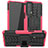 Funda Bumper Silicona y Plastico Mate Carcasa con Soporte A01 para Motorola Moto Edge 20 5G Rosa Roja