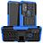 Funda Bumper Silicona y Plastico Mate Carcasa con Soporte A01 para Motorola Moto G10 Azul
