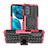 Funda Bumper Silicona y Plastico Mate Carcasa con Soporte A01 para Motorola MOTO G52 Rosa Roja