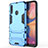 Funda Bumper Silicona y Plastico Mate Carcasa con Soporte A01 para Samsung Galaxy A20s Azul Cielo