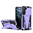 Funda Bumper Silicona y Plastico Mate Carcasa con Soporte A03 para Samsung Galaxy S21 5G Morado