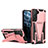 Funda Bumper Silicona y Plastico Mate Carcasa con Soporte A03 para Samsung Galaxy S21 5G Oro Rosa