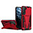 Funda Bumper Silicona y Plastico Mate Carcasa con Soporte A03 para Samsung Galaxy S21 5G Rojo