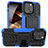 Funda Bumper Silicona y Plastico Mate Carcasa con Soporte A07 para Apple iPhone 14 Pro Max Azul