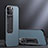 Funda Bumper Silicona y Plastico Mate Carcasa con Soporte A08 para Apple iPhone 13 Pro Max Azul