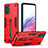 Funda Bumper Silicona y Plastico Mate Carcasa con Soporte H01P para Motorola Moto E22 Rojo