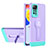 Funda Bumper Silicona y Plastico Mate Carcasa con Soporte H01P para Xiaomi Redmi Note 11S 4G Morado