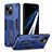 Funda Bumper Silicona y Plastico Mate Carcasa con Soporte H01X para Apple iPhone 15 Azul