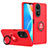 Funda Bumper Silicona y Plastico Mate Carcasa con Soporte H02P para Huawei Honor X7 Rojo