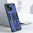 Funda Bumper Silicona y Plastico Mate Carcasa con Soporte H02X para Apple iPhone 13 Azul