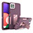 Funda Bumper Silicona y Plastico Mate Carcasa con Soporte J01S para Samsung Galaxy F42 5G Morado