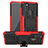 Funda Bumper Silicona y Plastico Mate Carcasa con Soporte J01X para Samsung Galaxy A21s Rojo