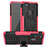 Funda Bumper Silicona y Plastico Mate Carcasa con Soporte J01X para Samsung Galaxy A21s Rosa Roja
