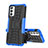 Funda Bumper Silicona y Plastico Mate Carcasa con Soporte J01X para Samsung Galaxy F23 5G Azul