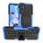 Funda Bumper Silicona y Plastico Mate Carcasa con Soporte JX1 para Motorola Moto E22i Azul