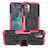 Funda Bumper Silicona y Plastico Mate Carcasa con Soporte JX1 para Nokia G11 Rosa Roja