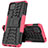 Funda Bumper Silicona y Plastico Mate Carcasa con Soporte JX1 para Samsung Galaxy A22s 5G Rosa Roja
