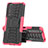 Funda Bumper Silicona y Plastico Mate Carcasa con Soporte JX1 para Sony Xperia 1 III Rosa Roja