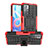 Funda Bumper Silicona y Plastico Mate Carcasa con Soporte JX1 para Xiaomi Poco M4 Pro 5G Rojo