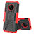 Funda Bumper Silicona y Plastico Mate Carcasa con Soporte JX2 para Nokia C200 Rojo