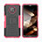 Funda Bumper Silicona y Plastico Mate Carcasa con Soporte JX2 para Nokia G300 5G Rosa Roja