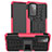 Funda Bumper Silicona y Plastico Mate Carcasa con Soporte JX2 para Samsung Galaxy A72 4G Rosa Roja