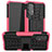 Funda Bumper Silicona y Plastico Mate Carcasa con Soporte JX2 para Samsung Galaxy M32 5G Rosa Roja