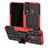 Funda Bumper Silicona y Plastico Mate Carcasa con Soporte JX2 para Vivo Y3s Rojo