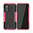 Funda Bumper Silicona y Plastico Mate Carcasa con Soporte JX2 para Xiaomi Mi 10T 5G Rosa Roja