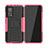 Funda Bumper Silicona y Plastico Mate Carcasa con Soporte JX2 para Xiaomi Mi 10T Pro 5G Rosa Roja