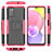 Funda Bumper Silicona y Plastico Mate Carcasa con Soporte JX5 para Samsung Galaxy A02s Rosa Roja