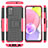 Funda Bumper Silicona y Plastico Mate Carcasa con Soporte JX5 para Samsung Galaxy M02s Rosa Roja