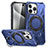 Funda Bumper Silicona y Plastico Mate Carcasa con Soporte K02C para Apple iPhone 14 Pro Max Azul