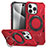 Funda Bumper Silicona y Plastico Mate Carcasa con Soporte K02C para Apple iPhone 15 Pro Rojo