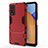 Funda Bumper Silicona y Plastico Mate Carcasa con Soporte KC1 para Huawei Honor 10X Lite Rojo