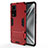 Funda Bumper Silicona y Plastico Mate Carcasa con Soporte KC1 para Huawei Honor V40 5G Rojo