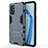 Funda Bumper Silicona y Plastico Mate Carcasa con Soporte KC1 para OnePlus 9R 5G Azul