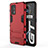 Funda Bumper Silicona y Plastico Mate Carcasa con Soporte KC1 para Realme GT 5G Rojo