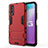 Funda Bumper Silicona y Plastico Mate Carcasa con Soporte KC1 para Vivo Y70S 5G Rojo