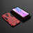 Funda Bumper Silicona y Plastico Mate Carcasa con Soporte KC1 para Xiaomi Redmi 9 Prime India Rojo