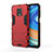 Funda Bumper Silicona y Plastico Mate Carcasa con Soporte KC1 para Xiaomi Redmi Note 9S Rojo
