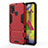 Funda Bumper Silicona y Plastico Mate Carcasa con Soporte KC2 para Samsung Galaxy M21s Rojo