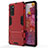 Funda Bumper Silicona y Plastico Mate Carcasa con Soporte KC2 para Samsung Galaxy S20 FE (2022) 5G Rojo